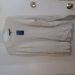 Ladies light weight sweater with a shimmer and silver beading